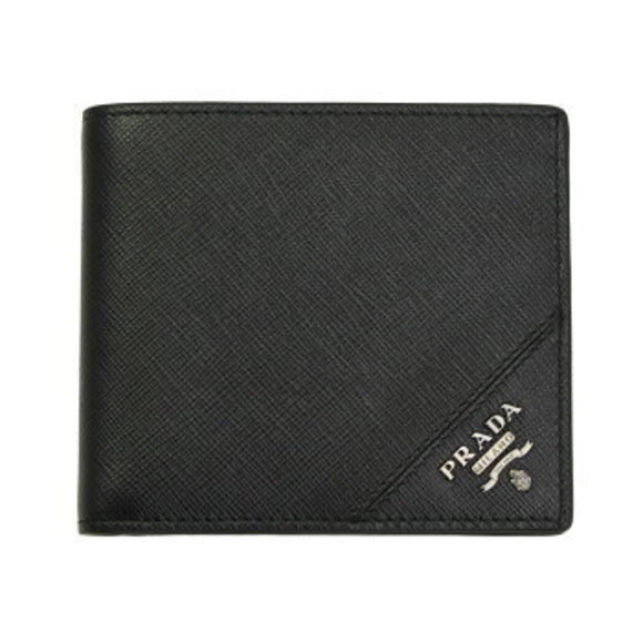 Prada Saffiano Nero Black Bifold Wallet Black Leather - Picture 1 of 4